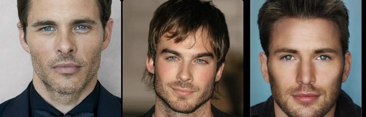 Screenshot of a row in my photos app featuring photos of James Marsden, Ian Somerhalder, and Chris Evans. They kind of look similar with brown hair, blue eyes, and stubble, but they are definitely different people.