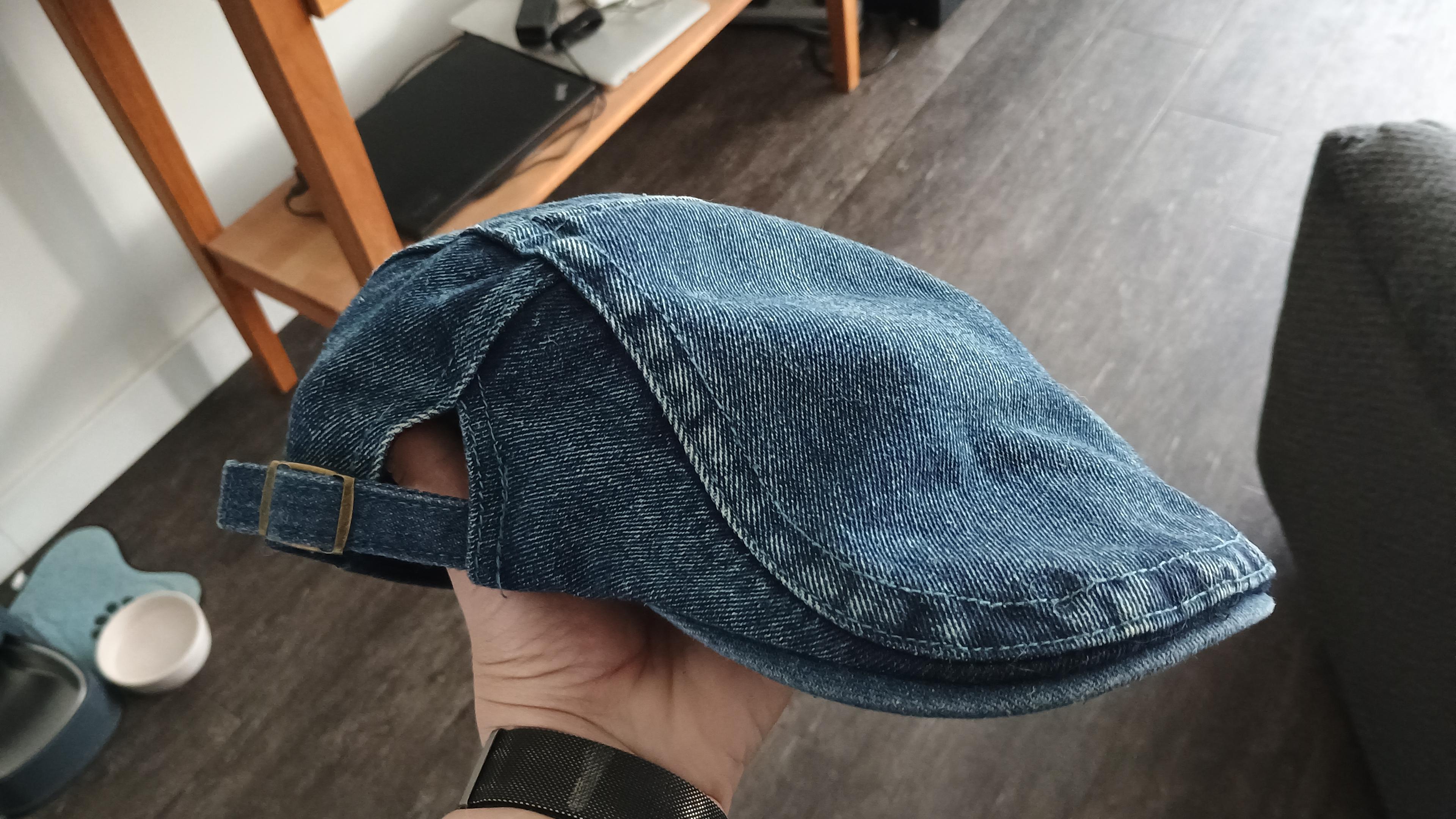 a cap made of jeans