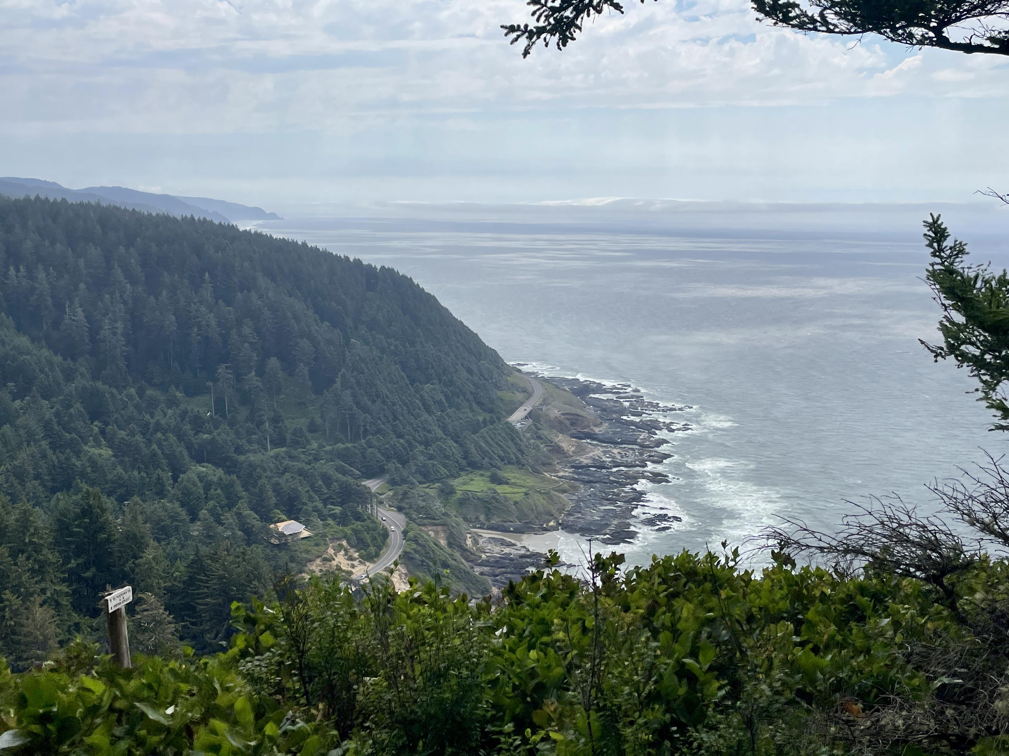 Looking south down the Oregon coast from the top of cape perpetua.