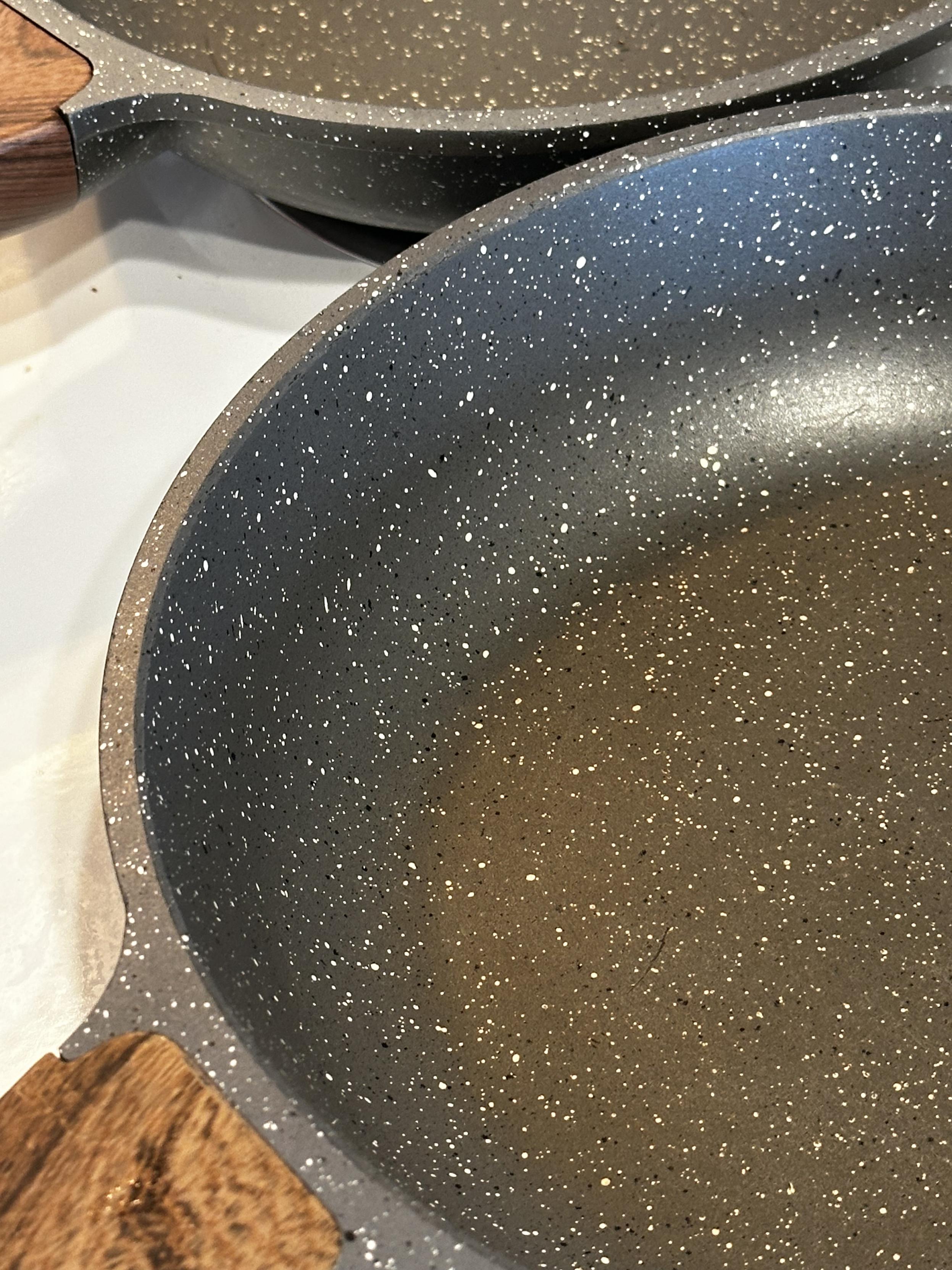 This is the After photo for the vinegar treatment. The same pan looks better, not perfect but better than the Before photo. Next photo shows what happened to the other skillet treated for stains.