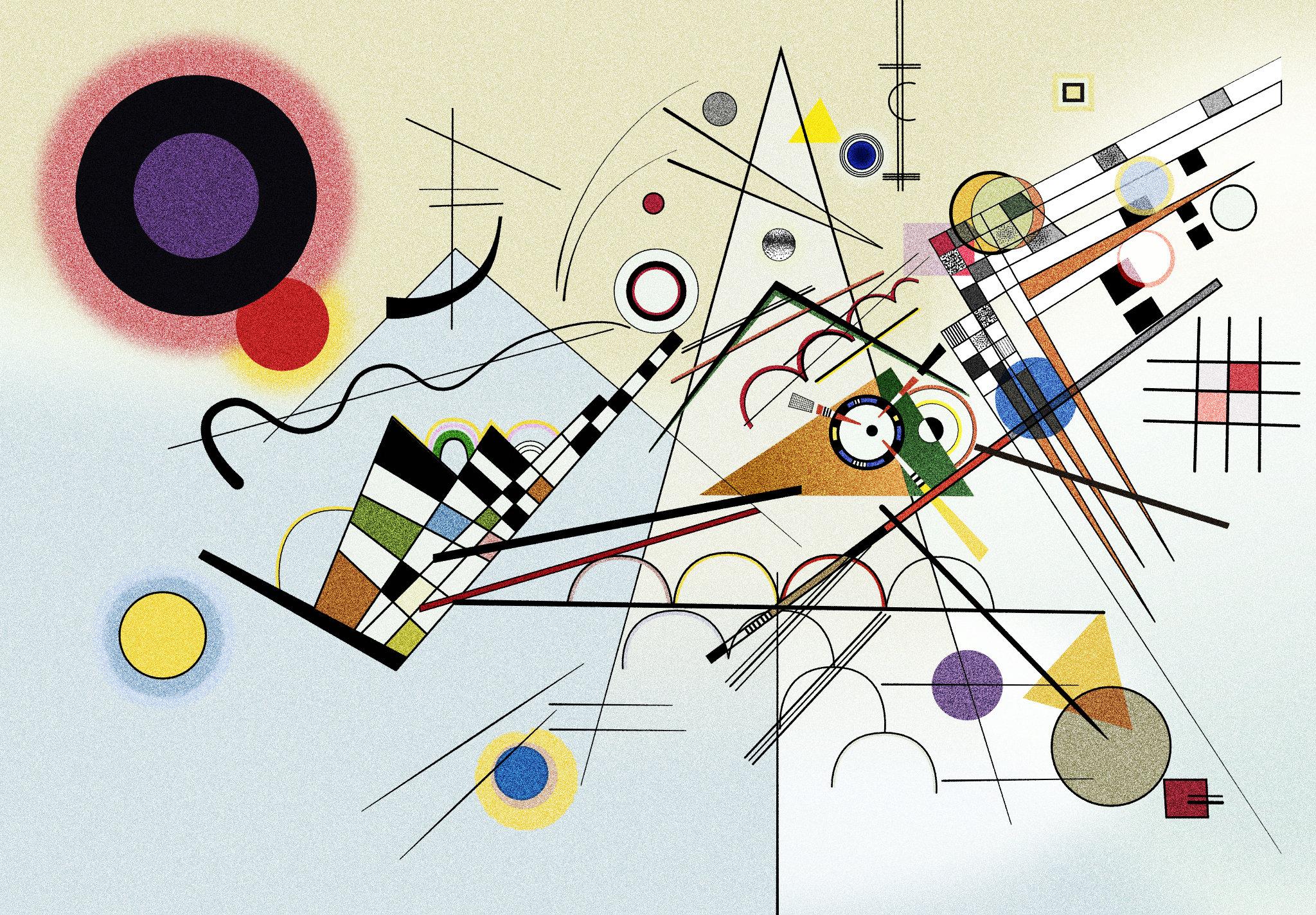 Reproduction of Wassily Kandinsky's "Composition VIII" from 1923 - one of his many wonderful geometric and abstract artworks.
